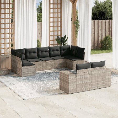 Gartenmöbel-Set 9-teilig mit Kissen aus hellem grauem Kunst-Rattan. von , Gartensets - Ref: Foro24-3223021, Preis: 624,52 €, ...