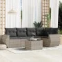 Garden sofa set 6 pieces and gray synthetic rattan cushions by , Garden sets - Ref: Foro24-3221341, Price: 433,60 €, Discount: %