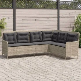 Gartensofa in L-Form mit Kissen aus hellem grauem PE-Rattan. von , Outdoor-Sofas - Ref: Foro24-369005, Preis: 360,98 €, Rabat...