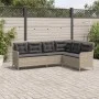 Sofá de jardín en forma de L con cojines ratán PE gris claro de , Sofás de exterior - Ref: Foro24-369005, Precio: 360,96 €, D...