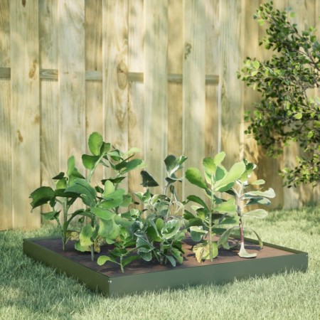 Stahlbeet in Olivgrün 100x100x18,5 cm von , Töpfe und Pflanzgefäße - Ref: Foro24-851013, Preis: 37,20 €, Rabatt: %