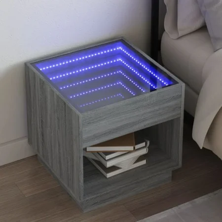 Mesa de centro con Infinity LED gris Sonoma 50x50x50 cm by , Nightstands - Ref: Foro24-3284089, Price: 84,60 €, Discount: %