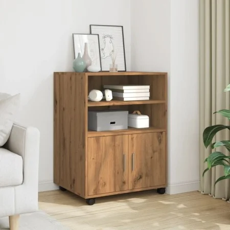 Engineered oak wood artisan wardrobe with wheels, 60x48x81 cm. by , Filing cabinets - Ref: Foro24-853172, Price: 90,25 €, Dis...