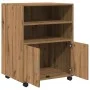 Engineered oak wood artisan wardrobe with wheels, 60x48x81 cm. by , Filing cabinets - Ref: Foro24-853172, Price: 90,25 €, Dis...