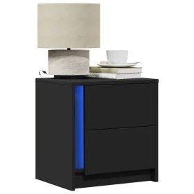 Mesitas de noche con luces LED 2 uds madera ingeniería negra by , Nightstands - Ref: Foro24-852050, Price: 93,05 €, Discount: %