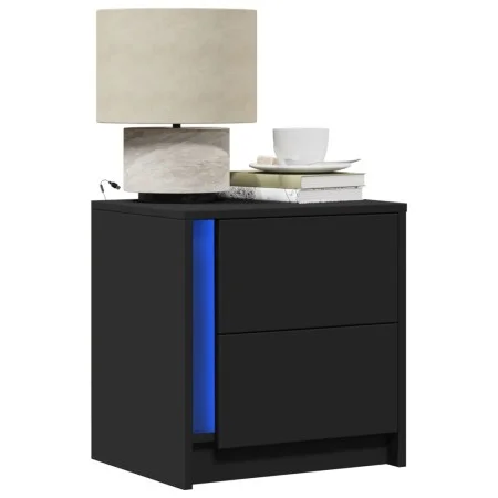 Mesitas de noche con luces LED 2 uds madera ingeniería negra by , Nightstands - Ref: Foro24-852050, Price: 93,05 €, Discount: %