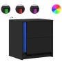 Mesitas de noche con luces LED 2 uds madera ingeniería negra by , Nightstands - Ref: Foro24-852050, Price: 93,05 €, Discount: %