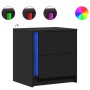 Nachttische mit LED-Lichtern, 2 Stück, schwarzes Ingenieurholz von , Nachttische - Ref: Foro24-852050, Preis: 94,31 €, Rabatt: %