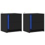 Mesitas de noche con luces LED 2 uds madera ingeniería negra de , Mesitas de noche - Ref: Foro24-852050, Precio: 94,21 €, Des...