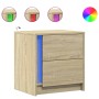 Mesitas de noche luces LED 2 uds madera ingeniería roble Sonoma by , Nightstands - Ref: Foro24-852052, Price: 88,32 €, Discou...