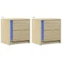 Mesitas de noche luces LED 2 uds madera ingeniería roble Sonoma de , Mesitas de noche - Ref: Foro24-852052, Precio: 87,13 €, ...