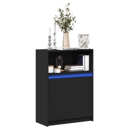 Sideboard mit LED-Beleuchtung aus schwarzem Ingenieurholz 72x34x100 cm von , Sideboards - Ref: Foro24-852160, Preis: 79,53 €,...