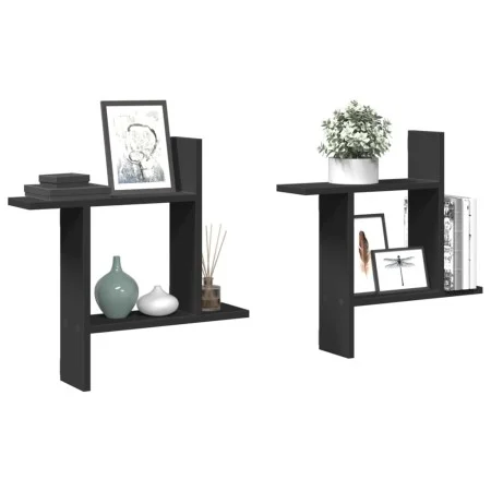 Estantes de pared 2 uds madera ingeniería negro 50x12x50 cm by , Shelves and shelves - Ref: Foro24-853255, Price: 25,20 €, Di...