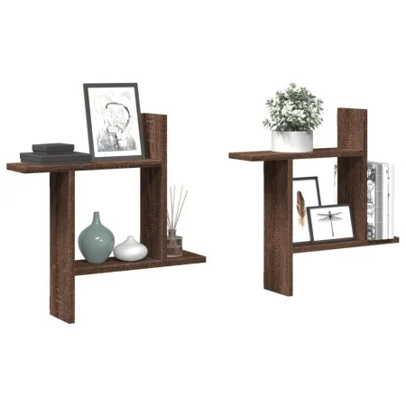 Estantes de pared 2 uds madera ingeniería marrón 50x12x50 cm by , Shelves and shelves - Ref: Foro24-853260, Price: 23,78 €, D...