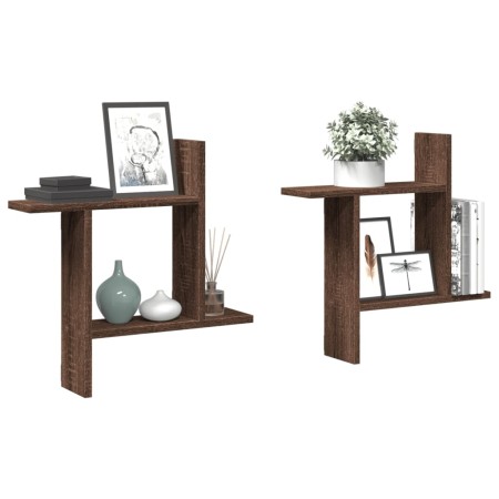 Estantes de pared 2 uds madera ingeniería marrón 50x12x50 cm by , Shelves and shelves - Ref: Foro24-853260, Price: 24,15 €, D...