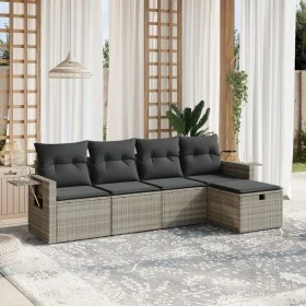 Set de sofás jardín y cojines 5 pzas ratán sintético gris claro by , Garden sets - Ref: Foro24-3263778, Price: 328,41 €, Disc...