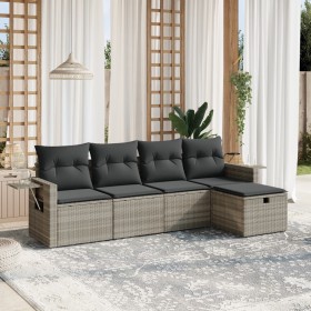 Set de sofás jardín y cojines 5 pzas ratán sintético gris claro by , Garden sets - Ref: Foro24-3263778, Price: 315,94 €, Disc...