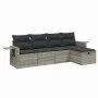Gartensofa-Set und Kissen, 5-teilig, aus hellem grauem Kunststoff-Rattan. von , Gartensets - Ref: Foro24-3263778, Preis: 314,...