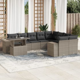 Gartensofa-Set, 10-teilig, mit Kissen, aus hellem grauen Kunststoff-Rattan. von , Gartensets - Ref: Foro24-3269402, Preis: 74...