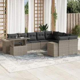 Set sofás jardín 10 pzas con cojines ratán sintético gris claro by , Garden sets - Ref: Foro24-3269402, Price: 756,88 €, Disc...