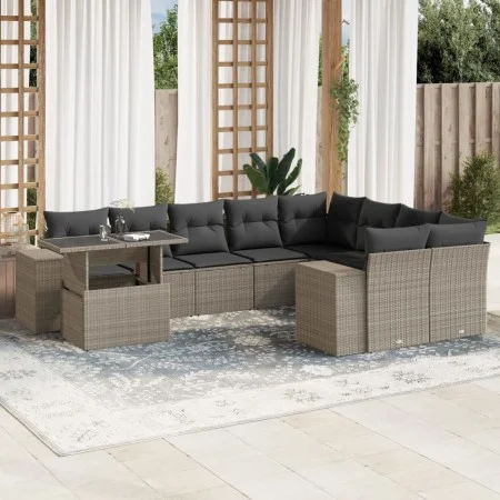 Set sofás jardín 10 pzas con cojines ratán sintético gris claro by , Garden sets - Ref: Foro24-3269402, Price: 756,88 €, Disc...