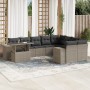 Set sofás jardín 10 pzas con cojines ratán sintético gris claro by , Garden sets - Ref: Foro24-3269402, Price: 742,09 €, Disc...