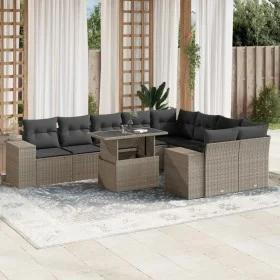 Set sofás jardín 10 pzas con cojines ratán sintético gris claro by , Garden sets - Ref: Foro24-3269392, Price: 756,88 €, Disc...
