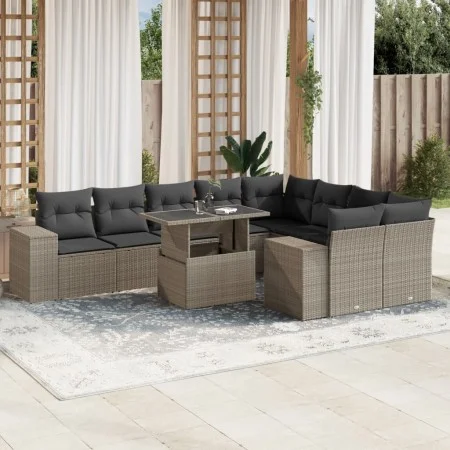 Set sofás jardín 10 pzas con cojines ratán sintético gris claro by , Garden sets - Ref: Foro24-3269392, Price: 756,88 €, Disc...
