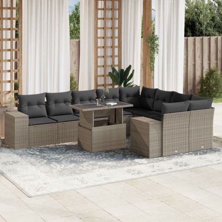 Set sofás jardín 10 pzas con cojines ratán sintético gris claro by , Garden sets - Ref: Foro24-3269392, Price: 742,09 €, Disc...