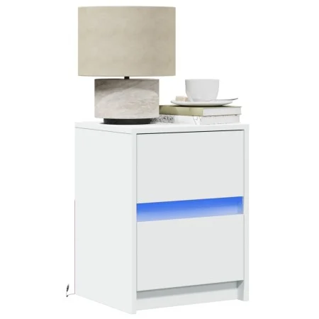 Mesita de noche con luces LED madera de ingeniería blanca von , Nachttische - Ref: Foro24-852033, Preis: 50,35 €, Rabatt: %