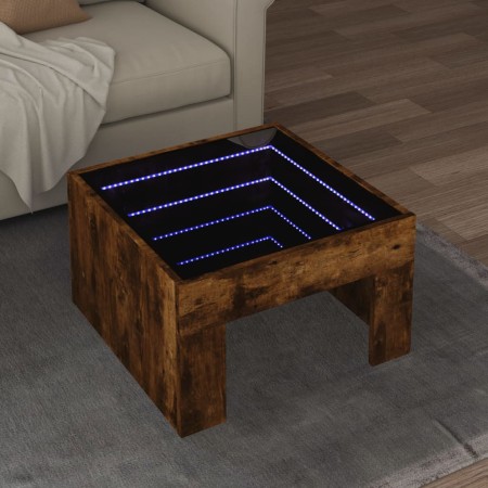Mesa de centro con Infinity LED roble ahumado 50x50x30 cm de , Mesas de centro - Ref: Foro24-847606, Precio: 80,65 €, Descuen...