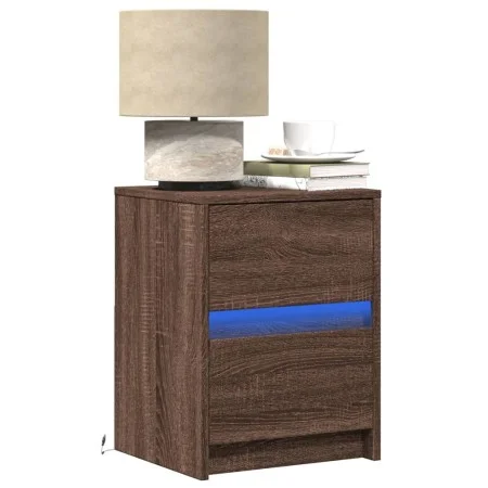 Mesitas de noche luces LED 2 uds madera ingeniería roble marrón by , Nightstands - Ref: Foro24-852046, Price: 86,22 €, Discou...