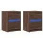 Mesitas de noche luces LED 2 uds madera ingeniería roble marrón by , Nightstands - Ref: Foro24-852046, Price: 86,22 €, Discou...