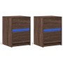 Mesitas de noche luces LED 2 uds madera ingeniería roble marrón by , Nightstands - Ref: Foro24-852046, Price: 87,37 €, Discou...