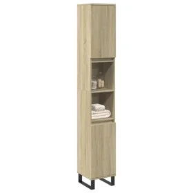 Badezimmerschrank aus Eichenholz-Sonoma-Sperrholz 30x30x190 cm. von , Badezimmerwaschtische - Ref: Foro24-849669, Preis: 88,5...