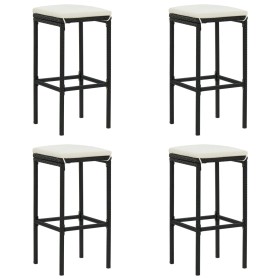 Küchenhocker mit Kissen 4 Stück schwarzes synthetisches Rattan von vidaXL, Küchenhocker - Ref: Foro24-313446, Preis: 93,79 €,...