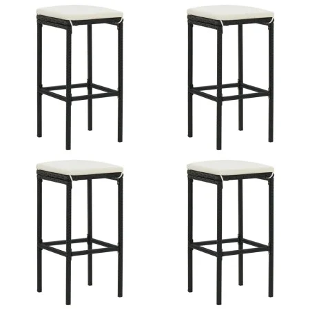 Taburetes de cocina con cojines 4 uds ratán sintético negro de vidaXL, Taburetes de cocina - Ref: Foro24-313446, Precio: 92,9...