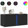 Mueble de TV de pared con luces LED negro 80x31x35 cm de , Muebles TV - Ref: Foro24-852258, Precio: 50,59 €, Descuento: %