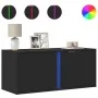 Mueble de TV de pared con luces LED negro 80x31x35 cm by , TV Furniture - Ref: Foro24-852258, Price: 50,11 €, Discount: %