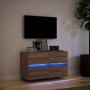 Mueble de TV de pared con luces LED marrón roble 80x31x45 cm by , TV Furniture - Ref: Foro24-852291, Price: 69,87 €, Discount: %