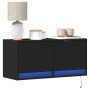 Mueble de TV de pared con luces LED negro 80x31x35 cm de , Muebles TV - Ref: Foro24-852356, Precio: 58,19 €, Descuento: %
