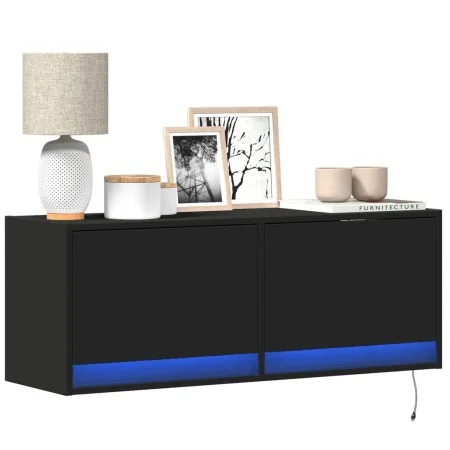 Mueble de TV de pared con luces LED negro 100x31x35 cm by , TV Furniture - Ref: Foro24-852363, Price: 71,44 €, Discount: %