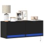 Mueble de TV de pared con luces LED negro 100x31x35 cm de , Muebles TV - Ref: Foro24-852363, Precio: 74,63 €, Descuento: %