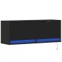 Mueble de TV de pared con luces LED negro 100x31x35 cm by , TV Furniture - Ref: Foro24-852363, Price: 71,44 €, Discount: %