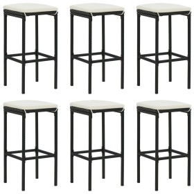 Taburetes de cocina con cojines 6 uds ratán sintético negro von vidaXL, Küchenhocker - Ref: Foro24-313449, Preis: 194,66 €, R...