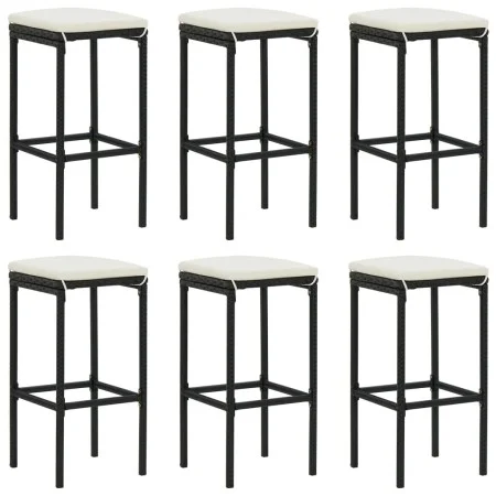 Taburetes de cocina con cojines 6 uds ratán sintético negro von vidaXL, Küchenhocker - Ref: Foro24-313449, Preis: 192,27 €, R...