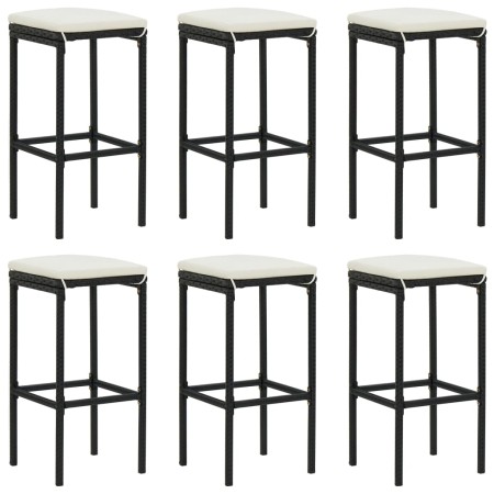 Taburetes de cocina con cojines 6 uds ratán sintético negro von vidaXL, Küchenhocker - Ref: Foro24-313449, Preis: 194,66 €, R...