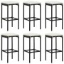 Taburetes de cocina con cojines 6 uds ratán sintético negro von vidaXL, Küchenhocker - Ref: Foro24-313449, Preis: 192,27 €, R...