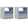 Wand-Nachttische mit LED-Lichtern, 2 Stück, in Grau Sonoma. von , Nachttische - Ref: Foro24-3307986, Preis: 91,54 €, Rabatt: %