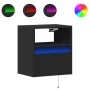 Wand-Nachttische mit LED-Lichtern, 2 Stück, Schwarz. von , Nachttische - Ref: Foro24-3307978, Preis: 89,09 €, Rabatt: %